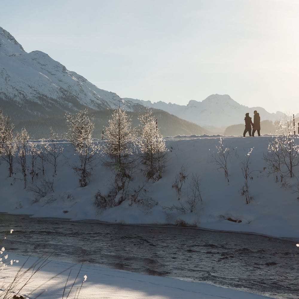 Winterwandern am Inn in Samedan