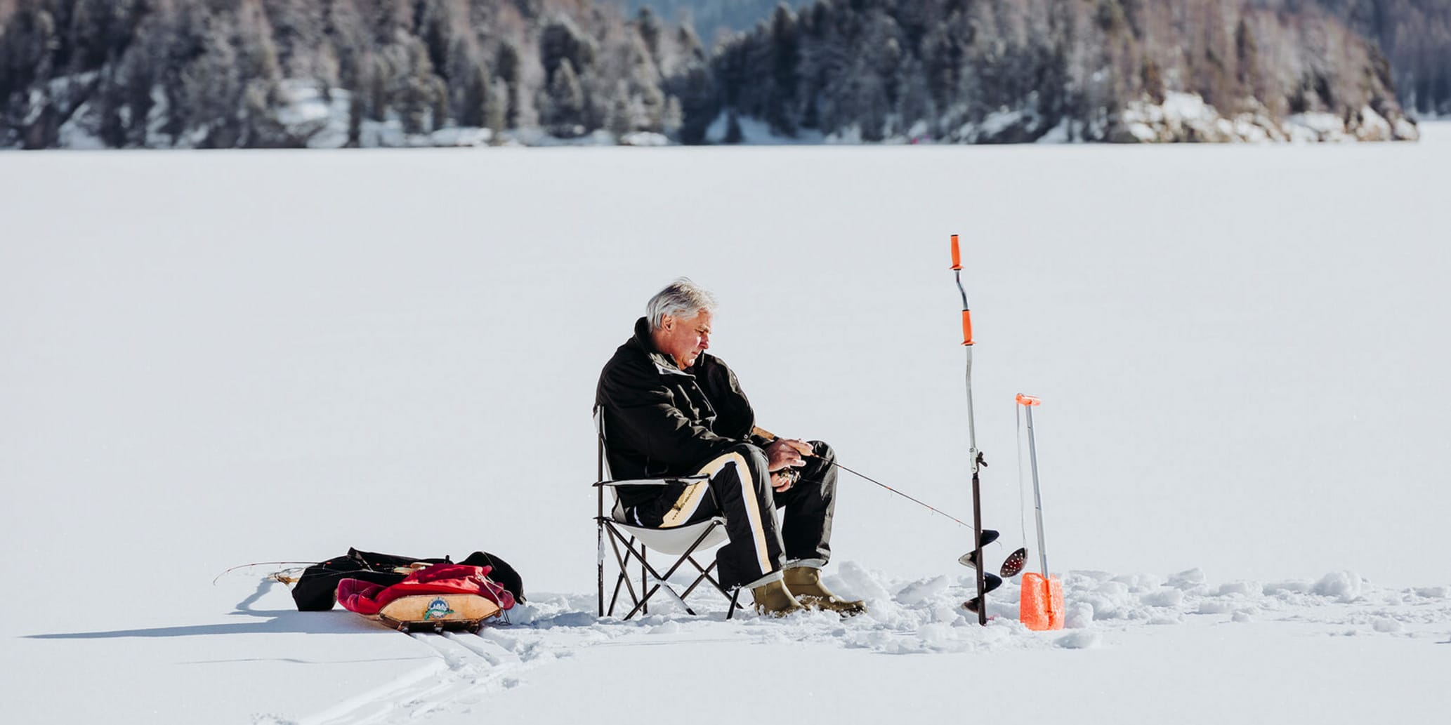 Eisfischen auf dem Silsersee