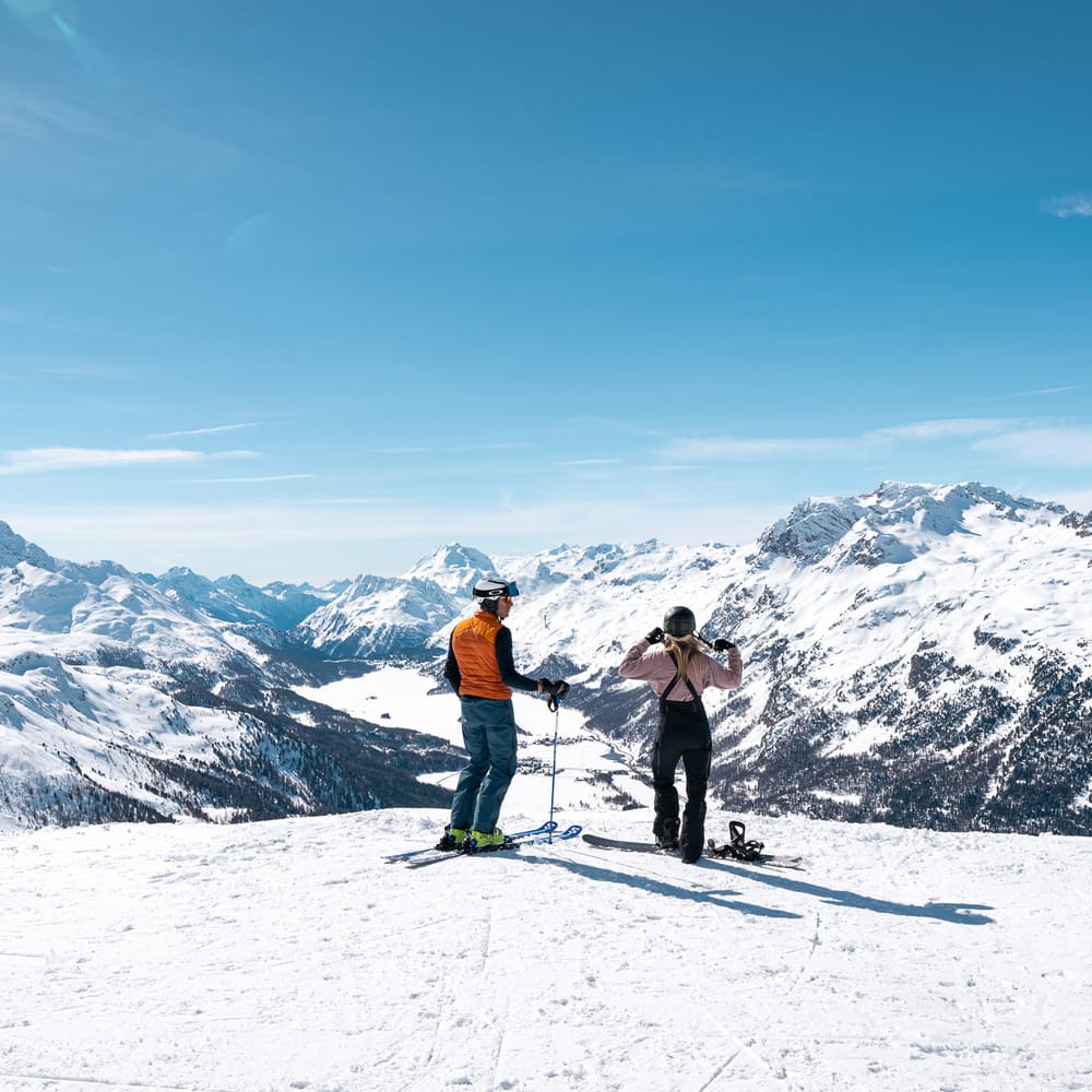 Skifahren und Snowboarden im Engadin