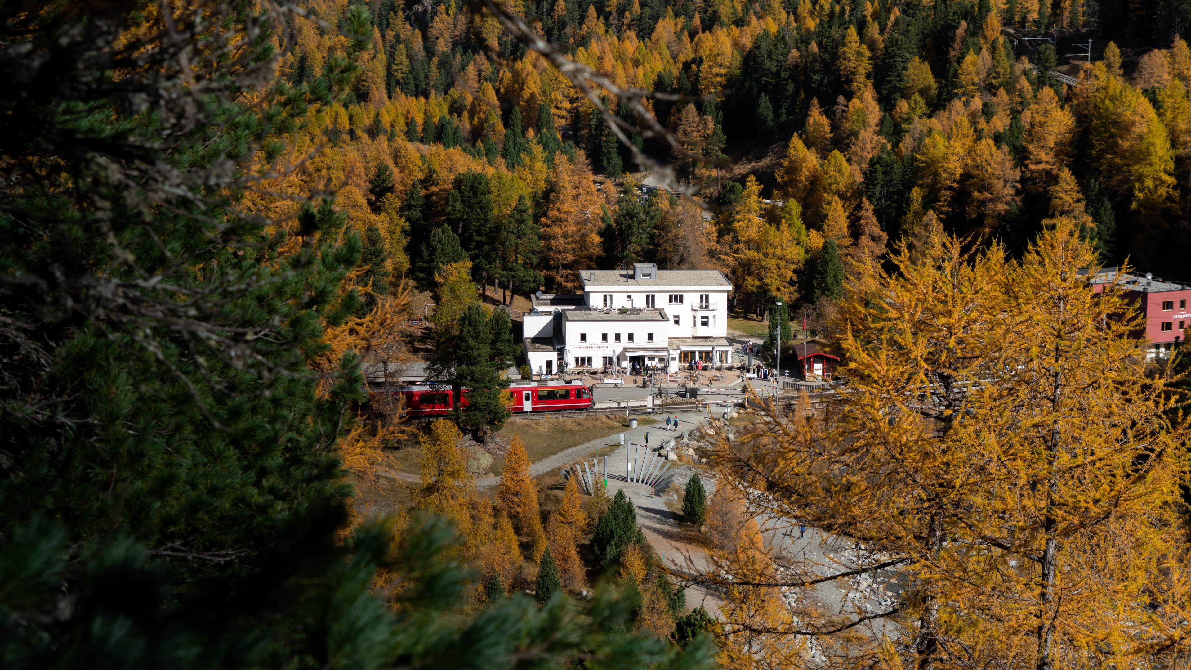 Morteratsch Luftansicht im Herbst